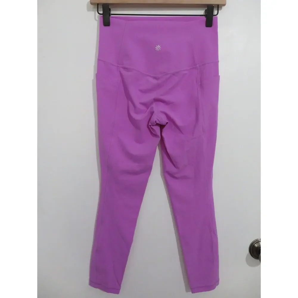 Athleta Women Sz S Purple Pink Salutation Stash High Rise Leggings Athleisure